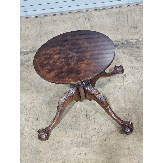 Chippendale Henredon Mahogany & Glass Top Chippendale Style Coffee Table Claw & Ball Feet For Sale - Image 3 of 11