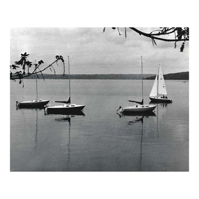 1972 Lake Washington Seattle Sailboats Photograph For Sale