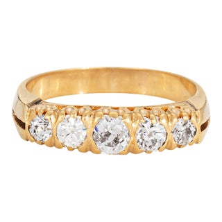 Vintage Diamond Half Hoop Ring 14k Yellow Gold Stacking Band Omc Sz 10 For Sale