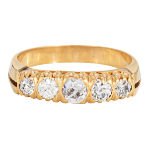 Vintage Diamond Half Hoop Ring 14k Yellow Gold Stacking Band Omc Sz 10