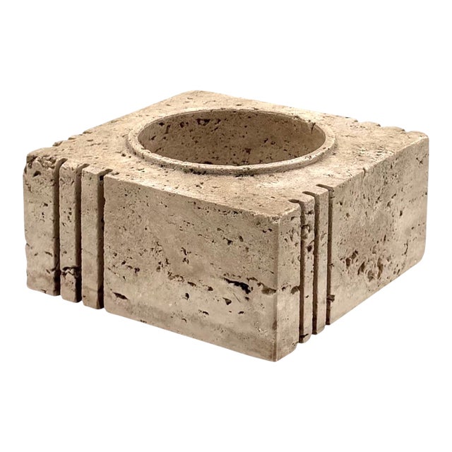 Travertine Cubic Vide Poche / Ashtray, Cerri Nestore, Italy, 1970s For Sale