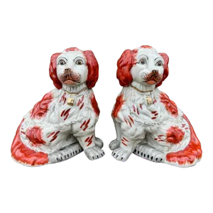 Staffordshire Cavalier King Charles Porcelain Spaniels - a Pair