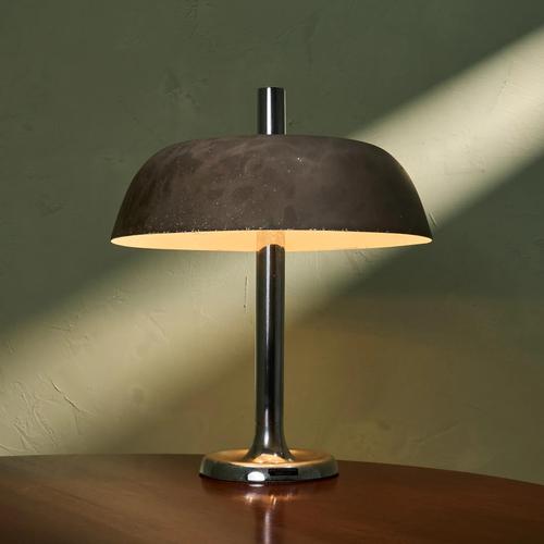 Large Table Lamp with Shade and Chrome-Plated Metal Base by Heinz F.W. Stahl for Hillebrand, Germany, 1960s For Sale - Image 11 of 11