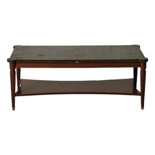 19th Century Belgian Louis XVI Style Mahogany and Black Marble Top Coffee Table For Sale