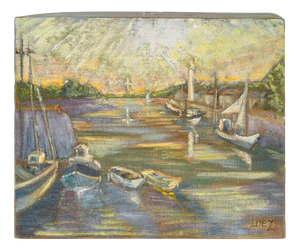 Evelyne Luez, Landscape, 1980-1990, Oil on Canvas