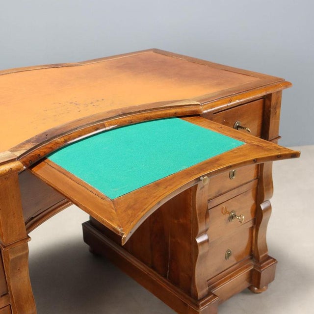 Umbertina Walnut Desk with Leather, Italy, 1800s For Sale - Image 3 of 11