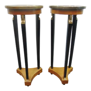 French Empire Marble Top Pedestals - a Pair
