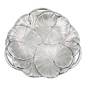 1930s Art Nouveau Lily Pad Tray in Silver-Plate