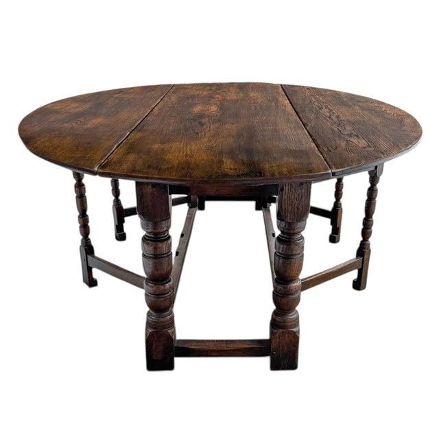Early 20th Century Early 20th Century English Oval Gateleg Dropleaf Dining Table For Sale - Image 5 of 18