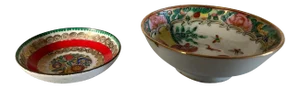 Vintage Hand Painted Enamel & Porcelain Trinket Dishes S/2
