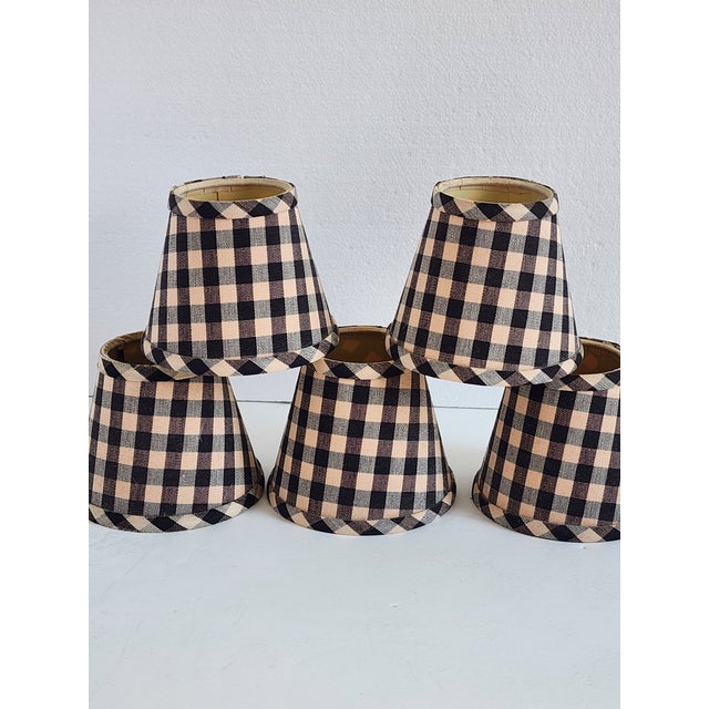 1990s Vintage Black & Linen Chandelier Shades- Set of 8 For Sale - Image 5 of 12