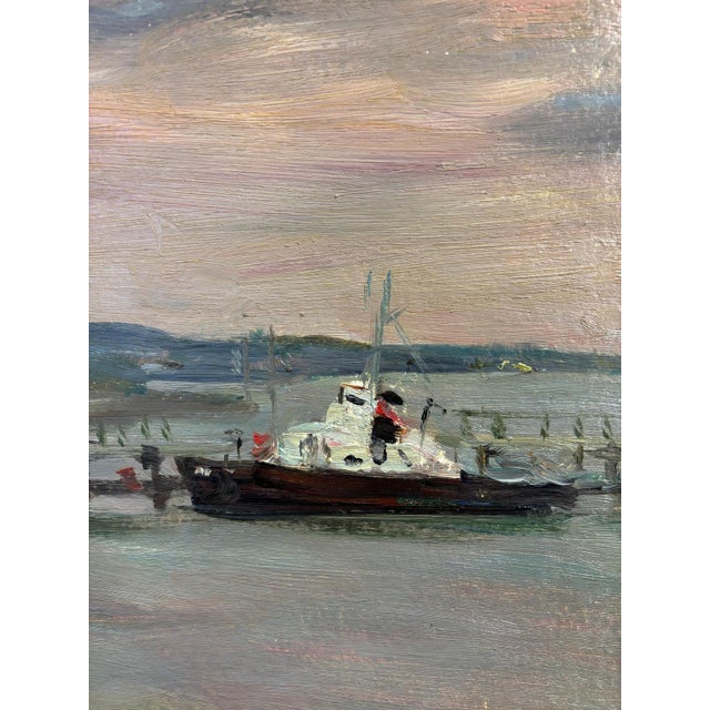 Boris Mikhailovich Lavrenko, Sunset on Boarding, Oil on Cardboard, 1980s For Sale - Image 3 of 6