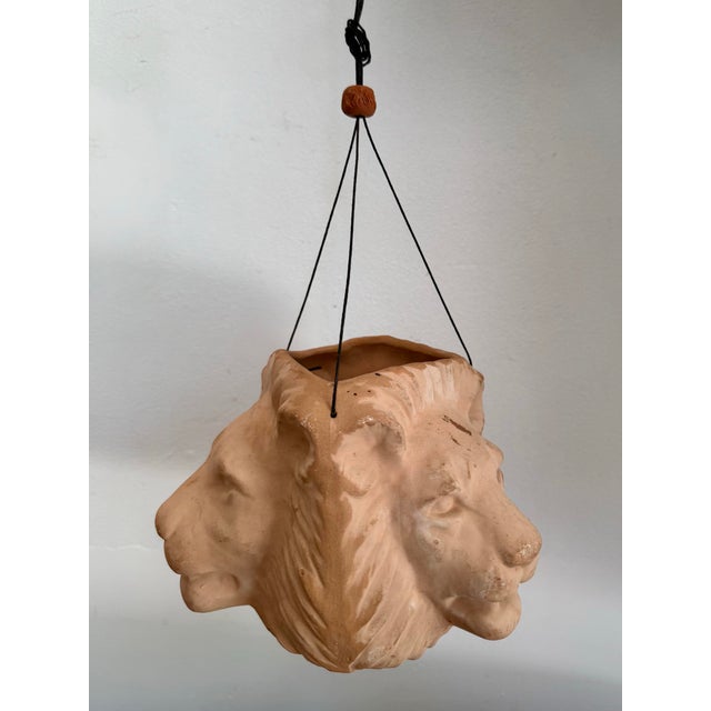 Hollywood Regency Late 20th Century Lion Terra-Cotta Hanging Planter For Sale - Image 3 of 8