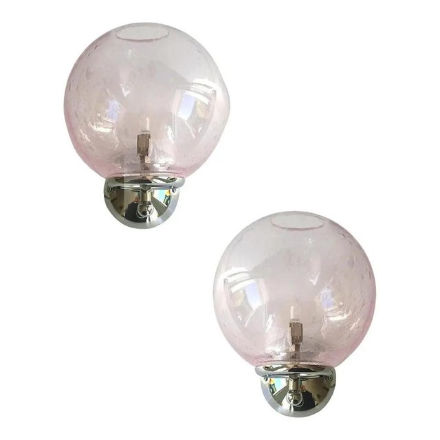Pink Pulegoso Murano Glass Wall Sconces by Simoeng, Set of 2 For Sale - Image 9 of 9