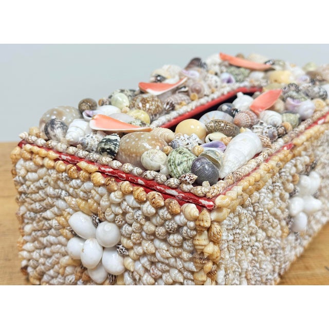 Vintage Shell Encrusted Tissue Box Holder For Sale - Image 12 of 14