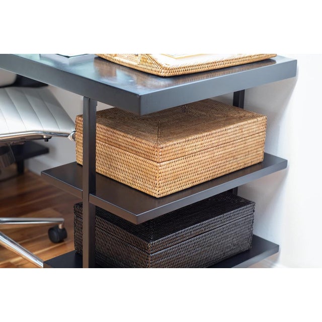 Artifacts Rattan Storage Box with Lid - Flat Legal File Organizer in Honey Brown For Sale - Image 4 of 8