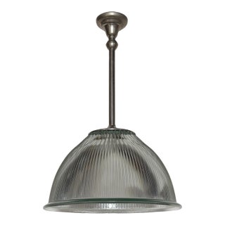 1 of 3 - Large Vintage Industrial Chic Holophane Pendant Light For Sale