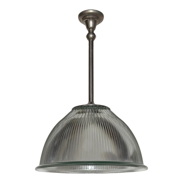 1 of 3 - Large Vintage Industrial Chic Holophane Pendant Light For Sale