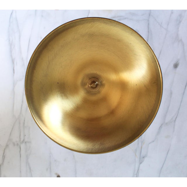 Metal Vintage Brass Bowl on a Italian Fine Marble Pedestal Base. For Sale - Image 7 of 8