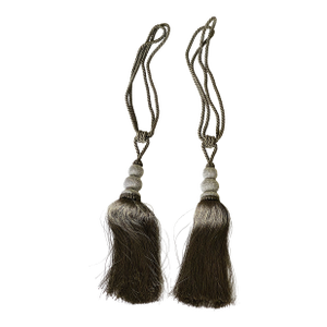 Jumbo Gray Silk Tiebacks With Tassels Passemanterie Window Treatment