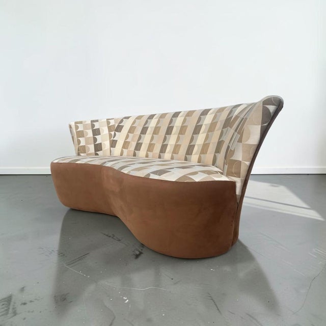 1990s Weiman Style Modern Curved Full-Back Sofa For Sale - Image 5 of 10