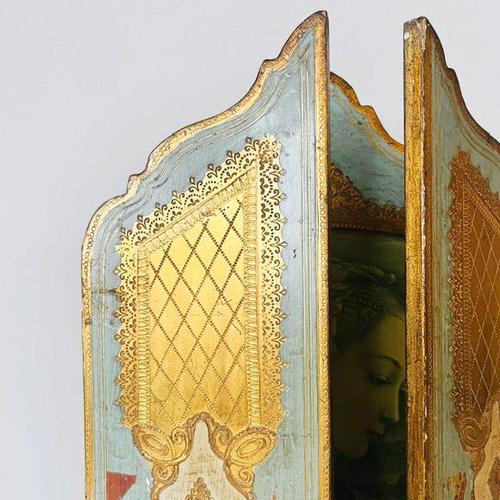Mid 20th Century Large Vintage Florentine Gilt Madonna Triptych, Italy, 1950s For Sale - Image 5 of 11