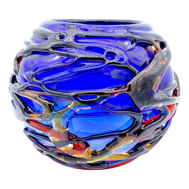 Round Blue Vase from YourMurano For Sale