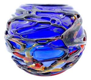 Round Blue Vase from YourMurano
