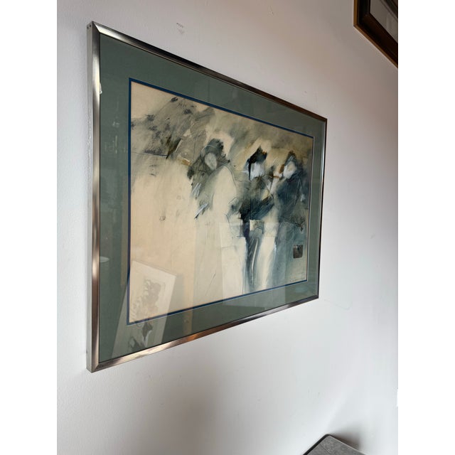 An evocative 1980s vintage mixed media abstract expressionist painting by W. Scott Wilson. This striking composition...