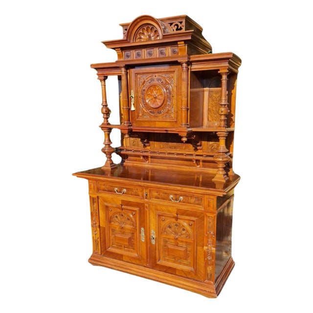 Large Wilhelminian Style Walnut Sideboard, 1880s For Sale