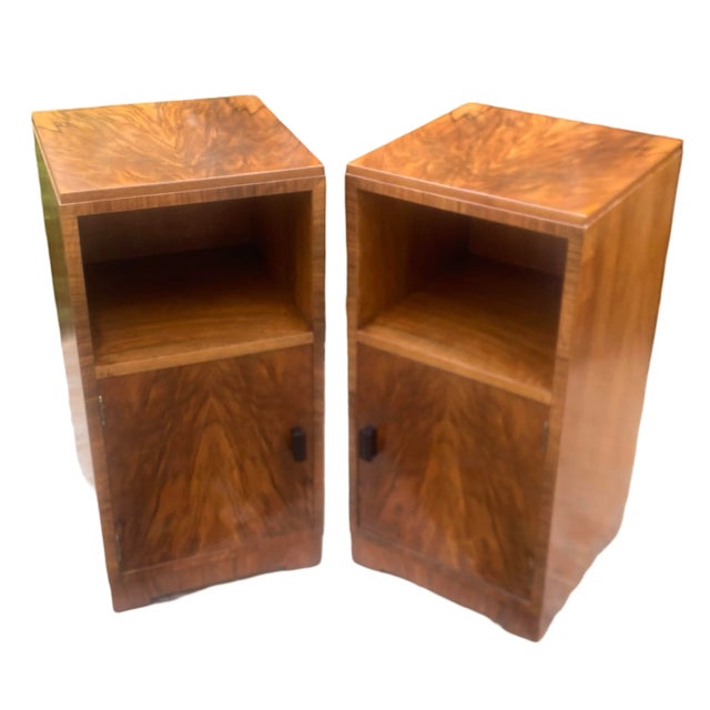 Art Deco Figured Walnut Nightstands, 1930s, Set of 2 For Sale - Image 11 of 11