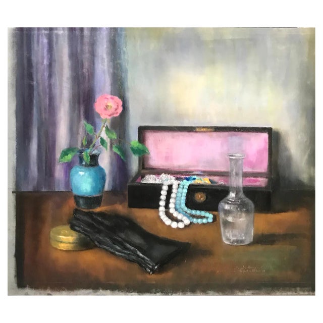 Judith Schmid-L'Eplattenier, Colliers de perles, Pastel For Sale