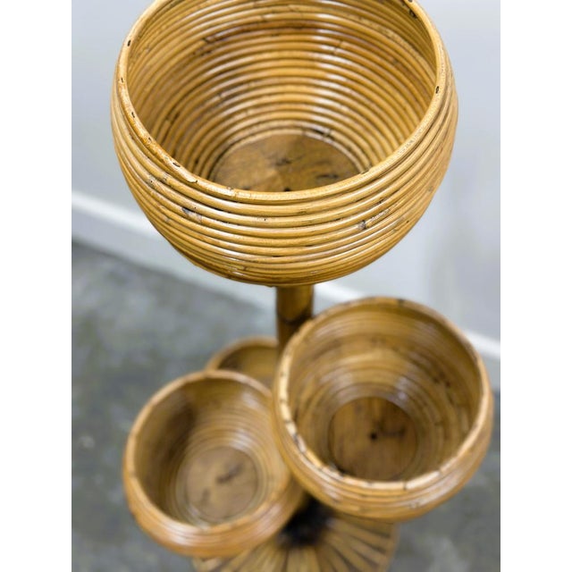Italian Bamboo Multi-Tier Plant Stand with Sculptural Bowls, 1960s For Sale - Image 8 of 13