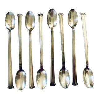1935 Wallace Art Deco Pattern Vogue II Highball Cocktail Spoons, Set of 8 For Sale