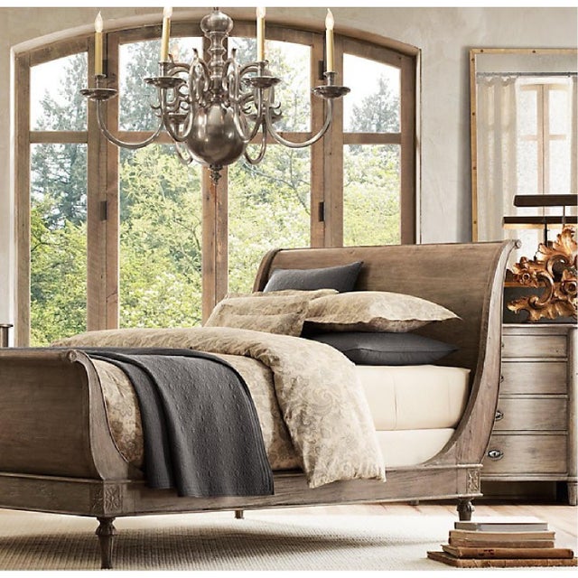Restoration Hardware French Empire Rosette Sleigh Bed - King Size For Sale - Image 10 of 11