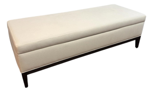 Rh Restoration Hardware Upholstered Storage Bench Ottoman in Ivory Fabric