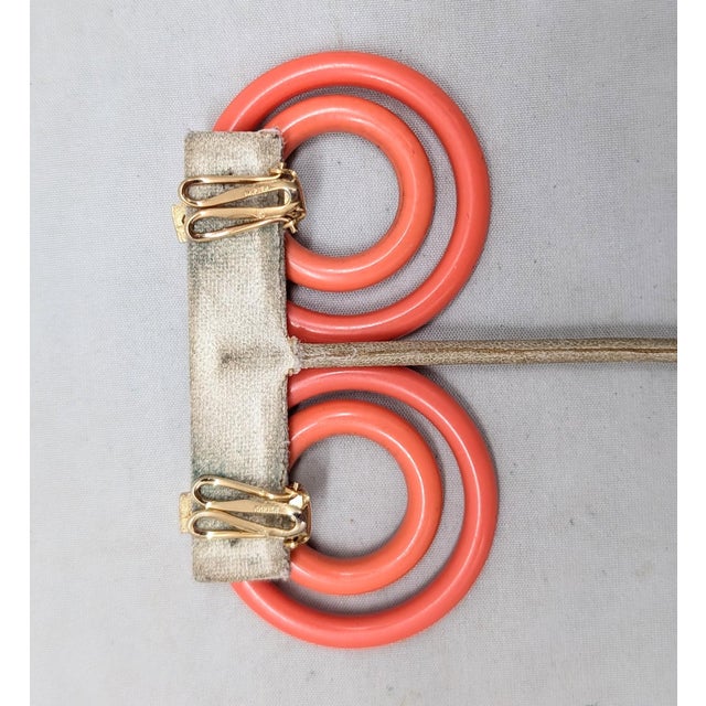 Vintage 1950s Signed Napier Goldtone 2 Pink Hoop Clip Earrings-2 Pieces For Sale In Philadelphia - Image 6 of 7