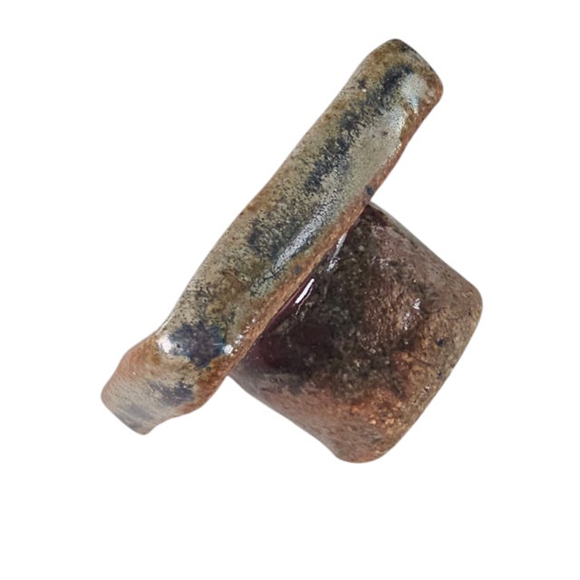 Brutalist Abstract Studio Art Pottery Covered Jar, Brick Red 11.75", Sculptural Vessel For Sale - Image 10 of 12