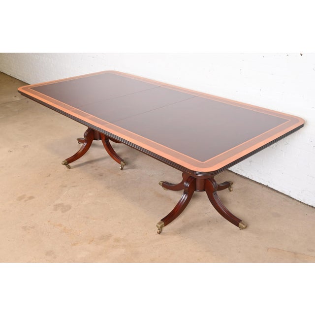 Guerra Vanni Georgian Mahogany Double Pedestal Extension Dining Table, Newly Refinished For Sale - Image 12 of 12