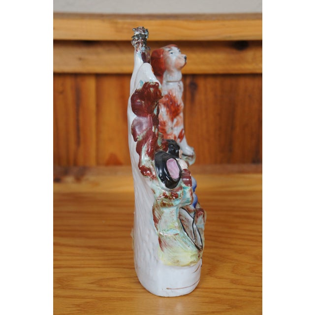 Ceramic Antique Staffordshire Dog Tray Sleeping Girl Spaniel Flatback Figurine For Sale - Image 7 of 12