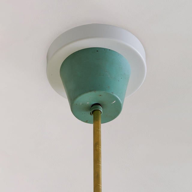 Mid 20th Century Italian Green Opaline Glass Pendant Light in the Manner of Stilnovo, 1950s For Sale - Image 5 of 6