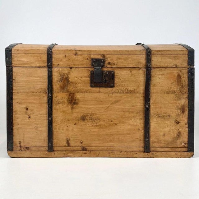 19th Century Antique English Pine Dome-Top Storage Chest For Sale - Image 3 of 12