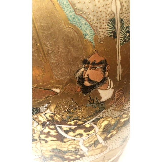 Pair of Japanese Satsuma Hand Paintedwith Gold Vases Meiji Period For Sale - Image 9 of 9