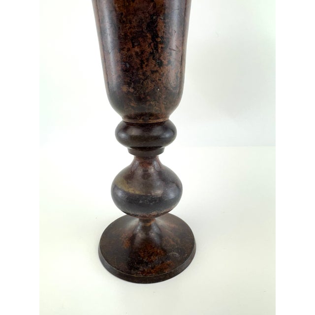 Rustic European Vintage Metal Vase With Aged Patina Decorative Vessel For Sale - Image 3 of 8
