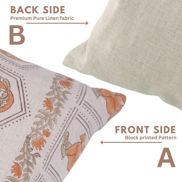 Fabdivine Handmade Block Print Pillow Cover Farmhouse & Aesthetic Room Decor Cushion, Home Gift Size 16x16- Sundari For Sale - Image 4 of 5