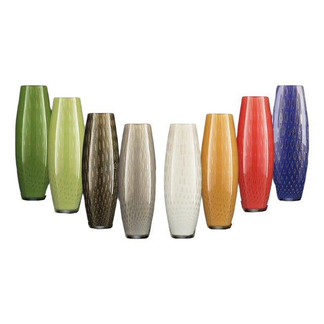 Slim Small Big Italian Gold and Dark Green Murano Glass Mocenigo Vase by Marco Segantin for VGnewtrend For Sale