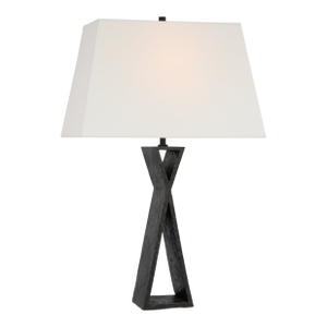 Chapman & Myers by Visual Comfort Signature Denali Small Table Lamp in Aged Iron with Linen Shade