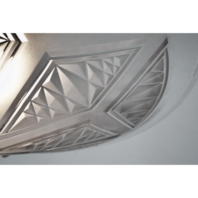 Metal French Art Deco Pendant Light by Pierre Maynadier 1930 France For Sale - Image 7 of 8