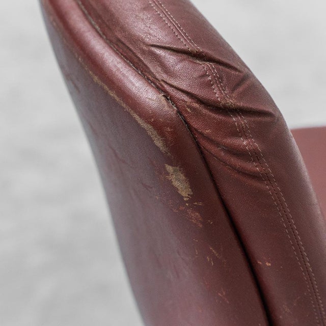 1970s Office Chair in Burgundy Leather, 1970s For Sale - Image 5 of 9