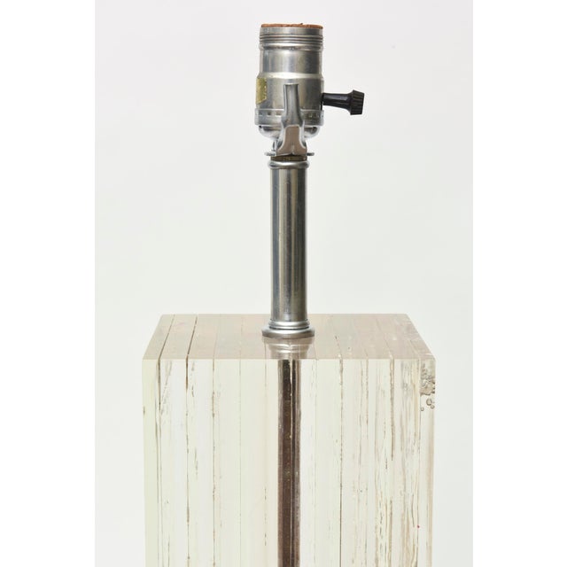 Gold 1970's Vintage French Lucite Column Table Lamp With Copper and Gold Leaf by Romeo Paris For Sale - Image 8 of 10